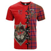 Lumsden Modern Tartan T-shirt - Lion Rampant And Celtic Thistle Style